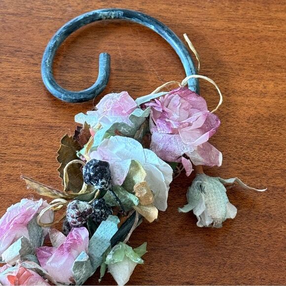 Floral Wall Candle or Vase Holder with Blue and Purple Floral Garland Accents - Picture 3 of 11